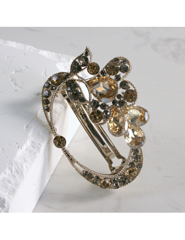 Klamra francuska okrągłe kwiatki z kryształkami...