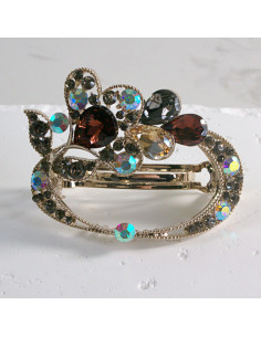 Klamra francuska okrągłe kwiatki z kryształkami Lolita...