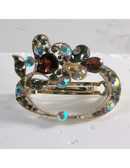 Klamra francuska okrągłe kwiatki z kryształkami Lolita akcesoria