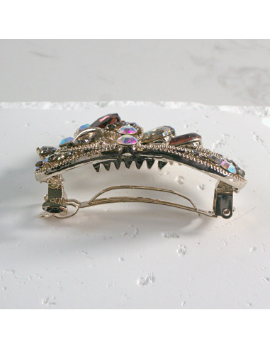 Klamra francuska okrągłe kwiatki z kryształkami...