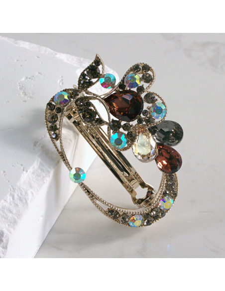 Klamra francuska okrągłe kwiatki z kryształkami Lolita akcesoria