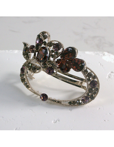 Klamra francuska okrągłe kwiatki z kryształkami...