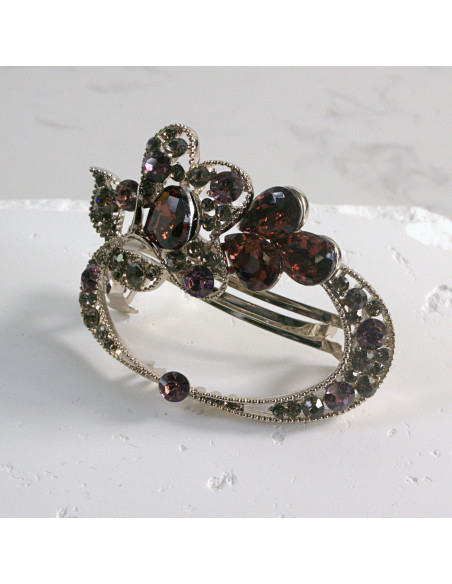 Klamra francuska okrągłe kwiatki z kryształkami Lolita akcesoria