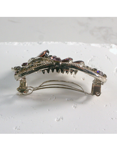 Klamra francuska okrągłe kwiatki z kryształkami...