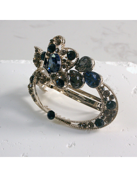 Klamra francuska okrągłe kwiatki z kryształkami Lolita akcesoria