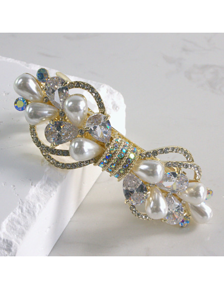Klamra francuska elegancka perły i kryształki Lolita akcesoria