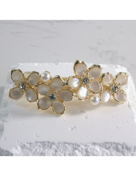 Klamra francuska 4 kwiatki z perłami  Lolita akcesoria