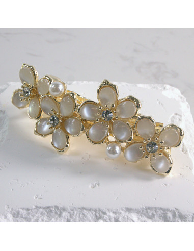 Klamra francuska 4 kwiatki z perłami  Lolita...