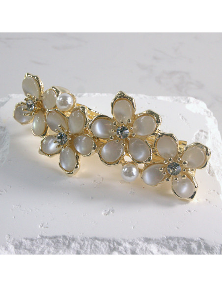 Klamra francuska 4 kwiatki z perłami  Lolita akcesoria