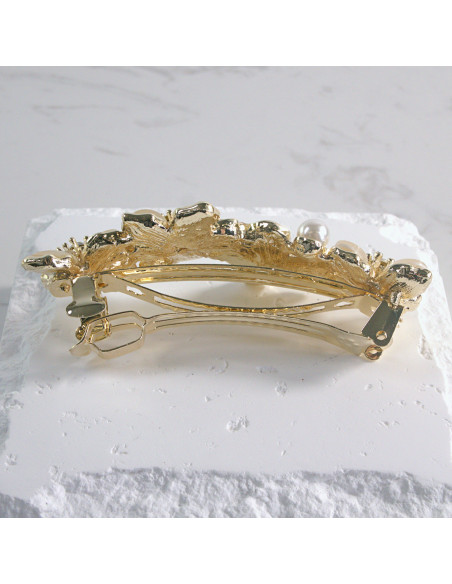 Klamra francuska 4 kwiatki z perłami  Lolita akcesoria