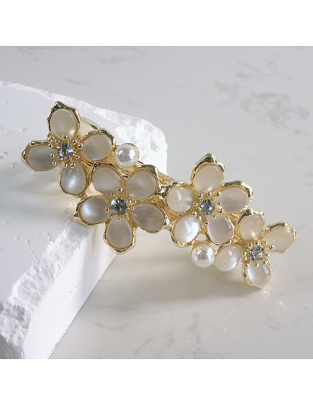 Klamra francuska 4 kwiatki z perłami  Lolita akcesoria