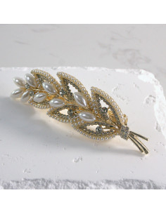 Klamra francuska listek perły i cyrkonia Lolita akcesoria 2