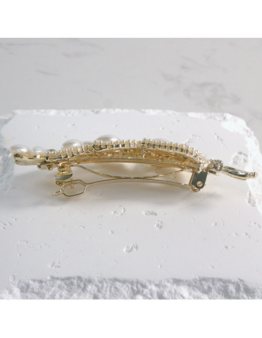 Klamra francuska listek perły i cyrkonia Lolita...