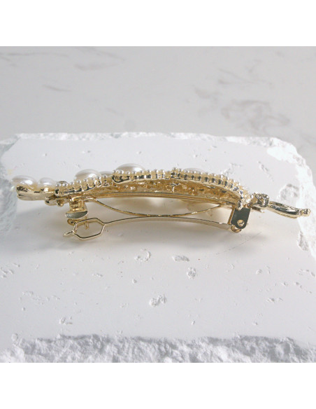 Klamra francuska listek perły i cyrkonia Lolita akcesoria