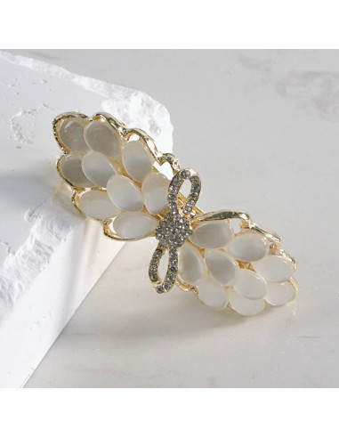 Klamra francuska listek kamienie z perły i...