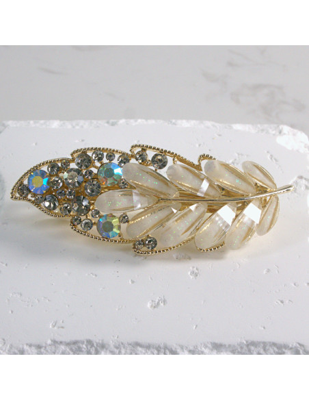 Klamra francuska listek kryształki i cyrkonia Lolita akcesoria