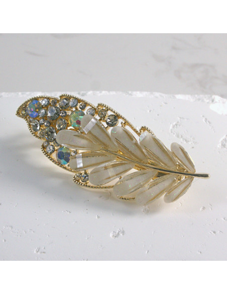 Klamra francuska listek kryształki i cyrkonia Lolita akcesoria