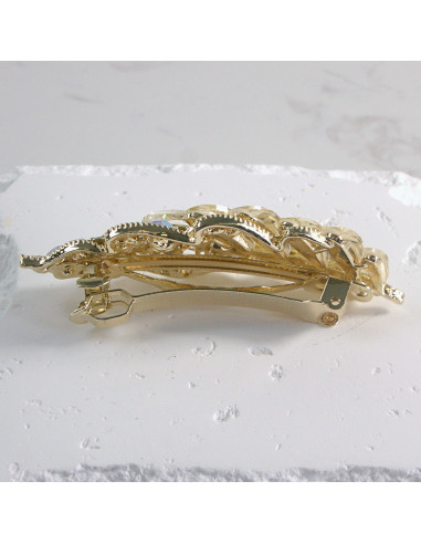 Klamra francuska listek kryształki i cyrkonia...