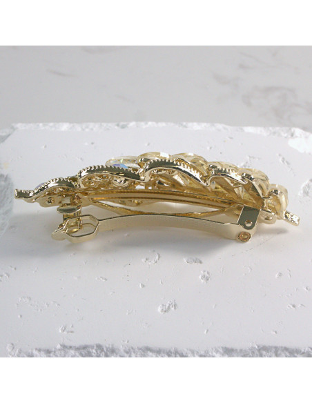 Klamra francuska listek kryształki i cyrkonia Lolita akcesoria