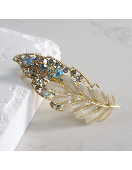 Klamra francuska listek kryształki i cyrkonia Lolita akcesoria