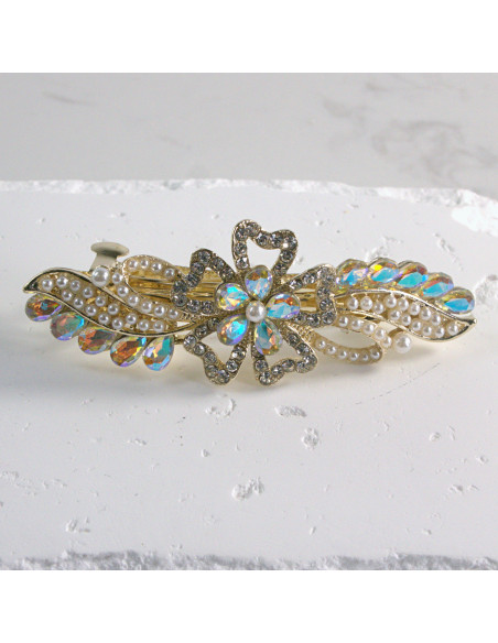 Klamra francuska kwiat perły i kryształki Lolita akcesoria