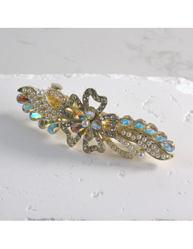 Klamra francuska kwiat perły i kryształki...