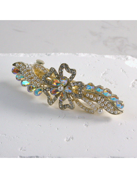 Klamra francuska kwiat perły i kryształki Lolita akcesoria