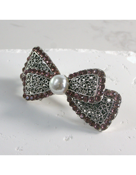 Klamra francuska kokarda z perłą Lolita akcesoria