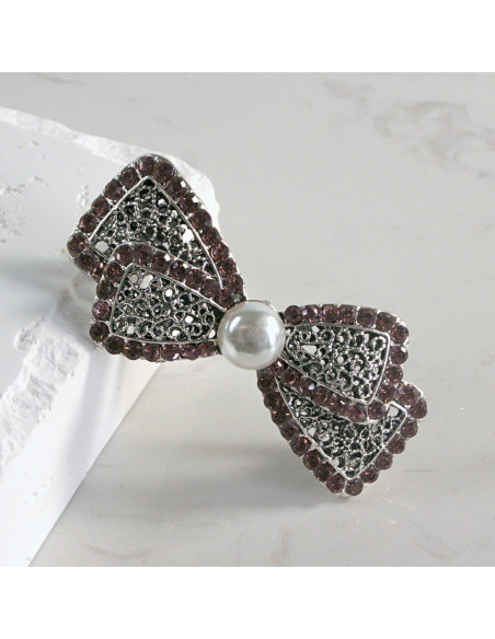 Klamra francuska kokarda z perłą Lolita akcesoria