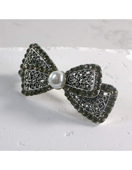 Klamra francuska kokarda z perłą Lolita akcesoria