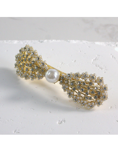 Klamra francuska kokarda z perłami Lolita...