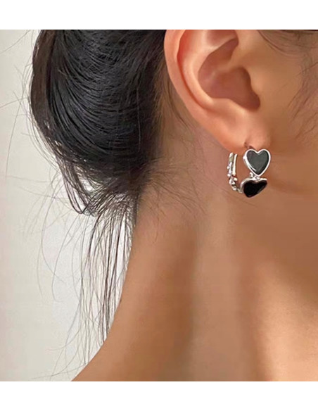 Kolczyki KOŁA Z SERDDUSZKAMI Lolita Accessories srebrny sztyft 925