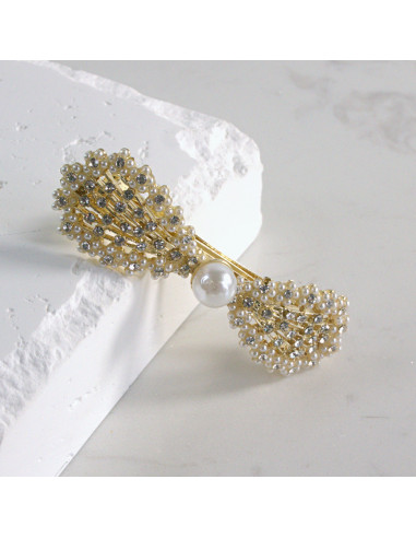 Klamra francuska kokarda z perłami Lolita...