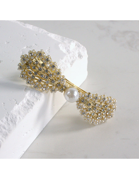 Klamra francuska kokarda z perłami Lolita akcesoria