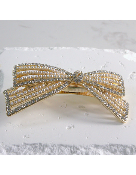 Klamra francuska kokarda z perłami Lolita akcesoria