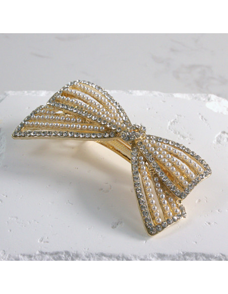 Klamra francuska kokarda z perłami Lolita akcesoria