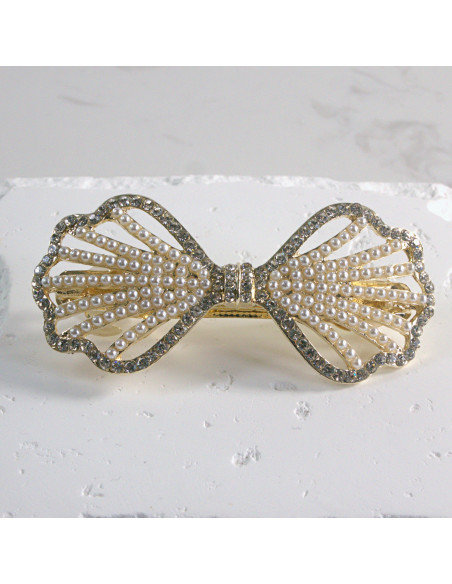 Klamra francuska kokarda z perłami Lolita akcesoria