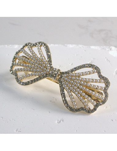 Klamra francuska kokarda z perłami Lolita...