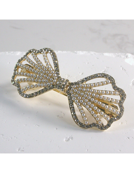 Klamra francuska kokarda z perłami Lolita akcesoria