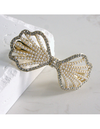 Klamra francuska kokarda z perłami Lolita...