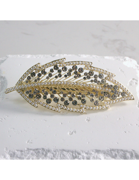 Klamra francuska liść z perłami Lolita akcesoria