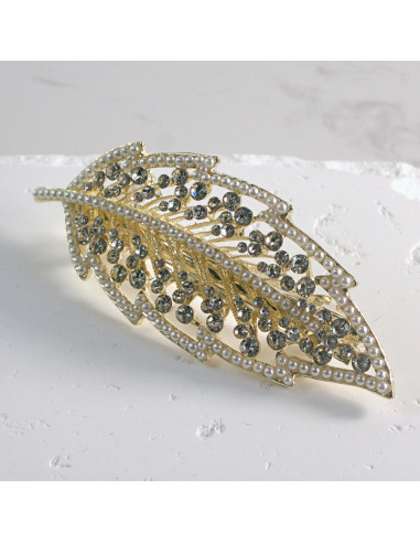 Klamra francuska liść z perłami Lolita akcesoria