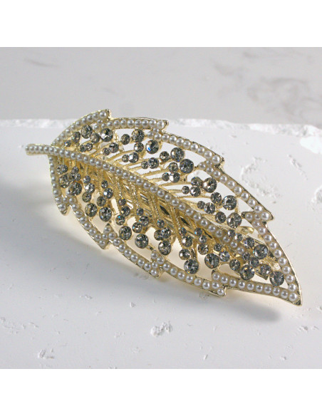 Klamra francuska liść z perłami Lolita akcesoria