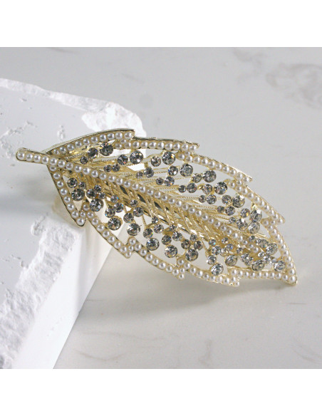 Klamra francuska liść z perłami Lolita akcesoria