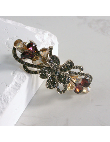 Klamra francuska duży kwiat z kryształkami...