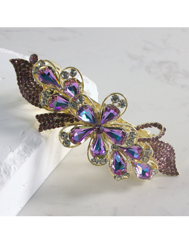 Klamra francuska duży kwiat z kryształkami...