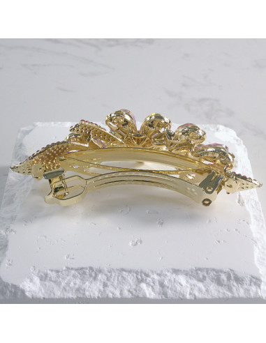 Klamra francuska duży kwiat z kryształkami...