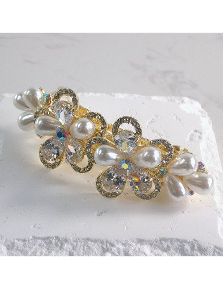 Klamra francuska kwiat z perłami Lolita akcesoria