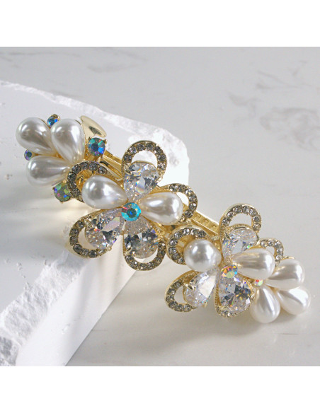 Klamra francuska kwiat z perłami Lolita akcesoria