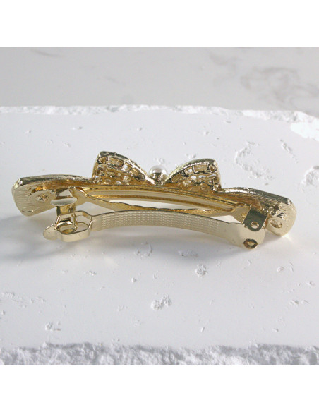 Klamra francuska kokarda z kryształkami i perłą Lolita akcesoria